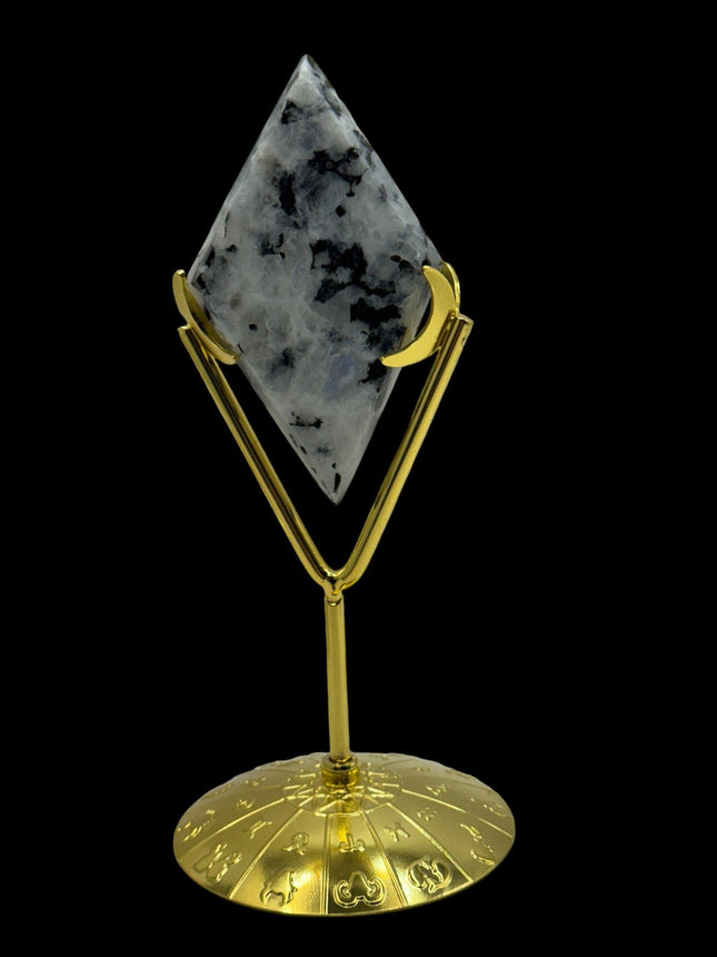 Rainbow Moonstone Rhombus / Diamond with Stand - Raven's Cauldron