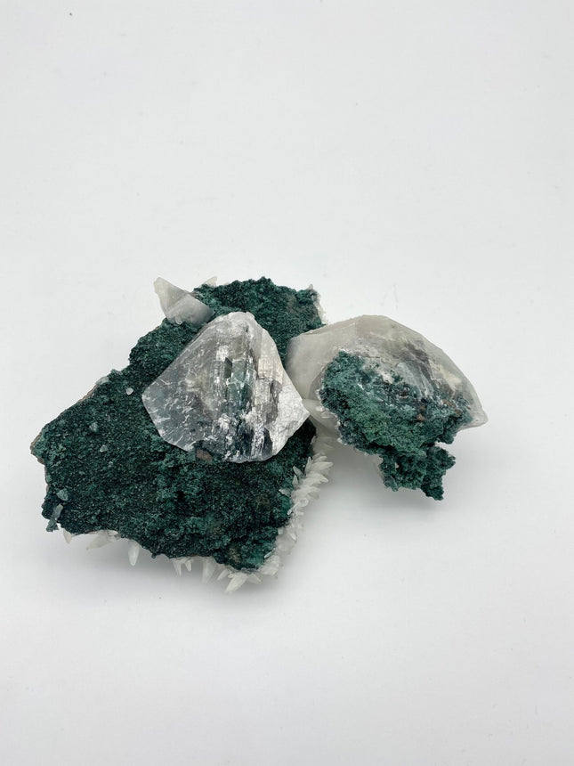 Scalenohedral Calcite on Conichalcite - Raven's Cauldron