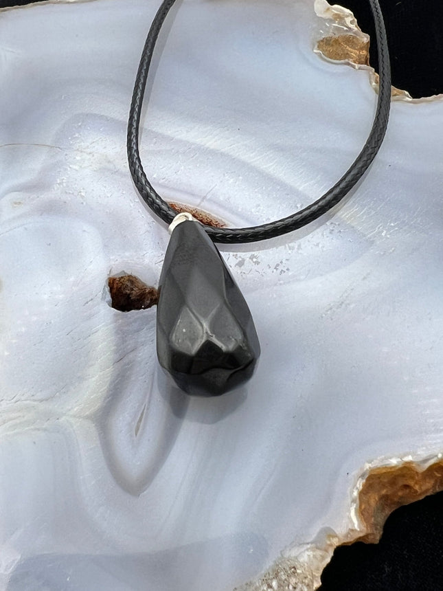 Shungite - Faceted - Pendant Necklace - Raven's Cauldron