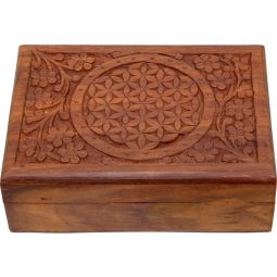 Wood Box Velvet Lined - Flower of Life - Raven's Cauldron