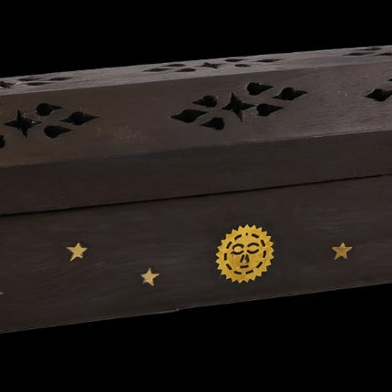 Wooden Stars & Moon Incense Burner and Storage Box - Raven's Cauldron